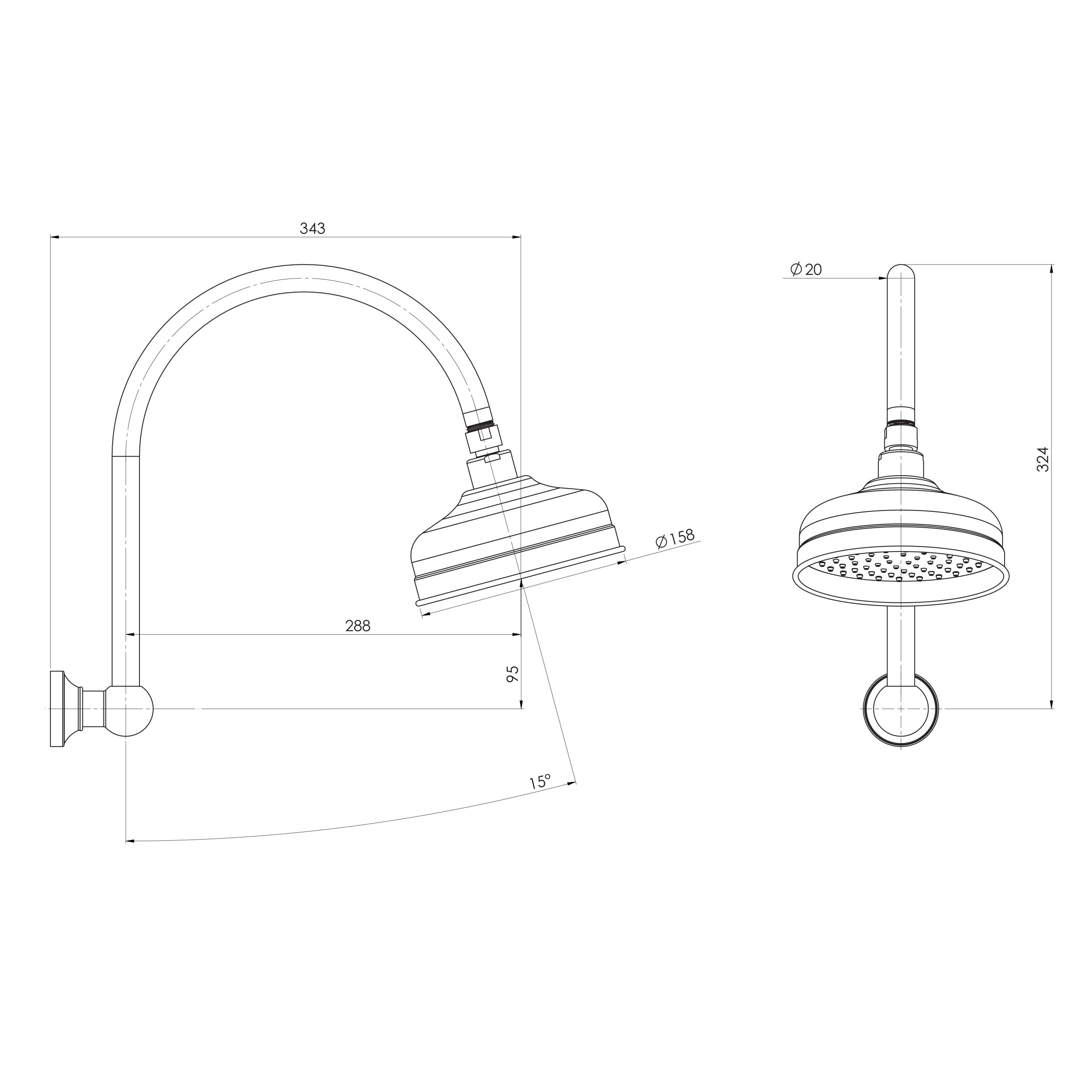 Cromford High-Rise Shower Arm and Rose