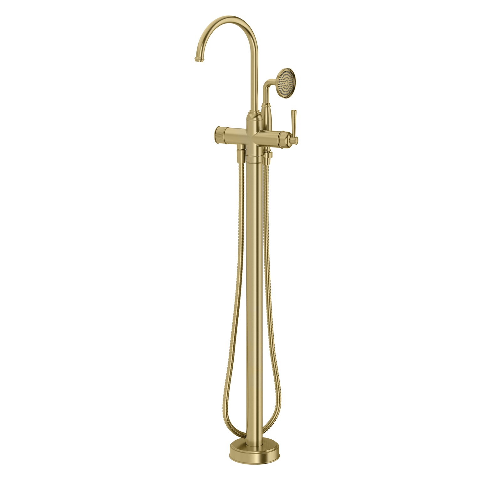 Cromford Floor Mounted Bath Mixer with Hand Shower