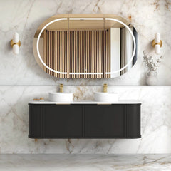 HAMPSHIRE 1500MM SATIN BLACK WALL HUNG CURVE VANITY