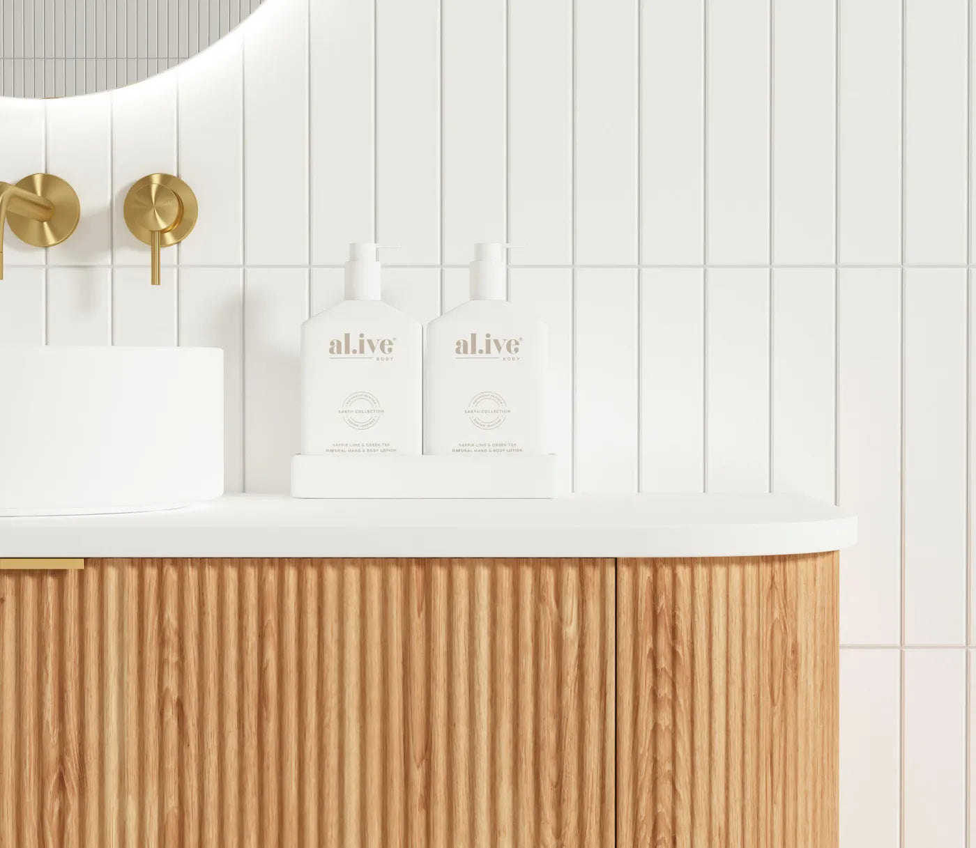 BONDI 1500MM WOODLAND OAK FLUTED CURVE VANITY