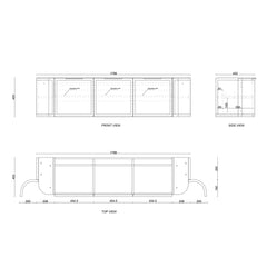 HAMPSHIRE 1800MM SATIN BLACK WALL HUNG CURVE VANITY