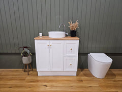 Zara 900mm Hampton Shaker Style Slim Powder room Vanity