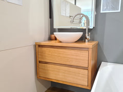 Sahara 750mm Wall Hung Natural Messmate Timber Bathroom Vanity