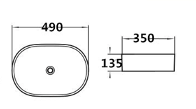 Oval Basin 490x350x135MM - Available in Gloss/Matte White and Matte Black