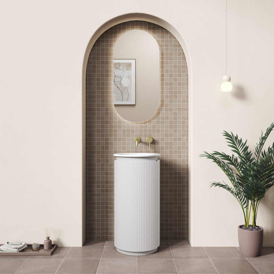 Civaro Floor Standing Matte White Pillar Cabinet