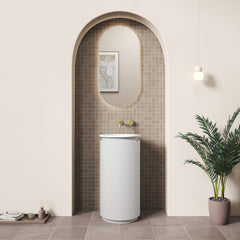 Civaro Floor Standing Matte White Pillar Cabinet