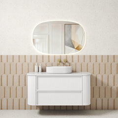 Ramee Fluted Wall Hung 1200mm Matte White Cabinet