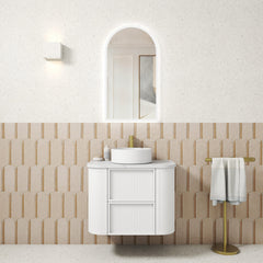 Ramee Fluted Wall Hung 750mm Matte White Cabinet