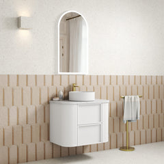 Ramee Fluted Wall Hung 750mm Matte White Cabinet