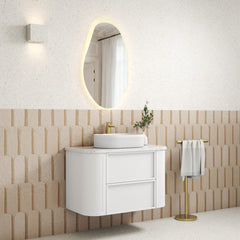 Ramee Fluted Wall Hung 900mm Matte White Cabinet
