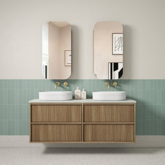 Venetta Fluted Framed Wall Hung 1500mm Harvest Oak Cabinet