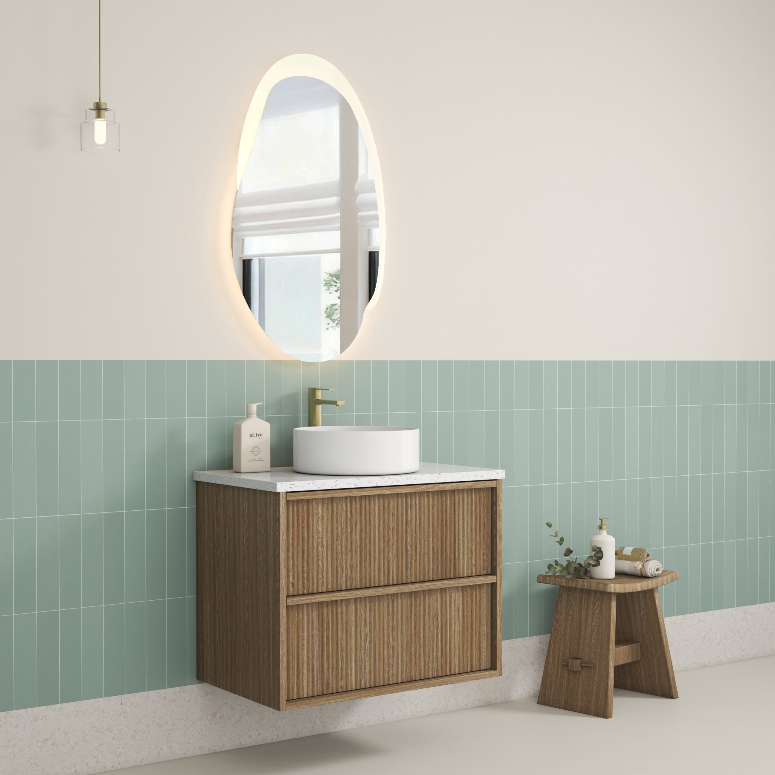 Venetta Fluted Framed Wall Hung 750mm Harvest Oak Cabinet