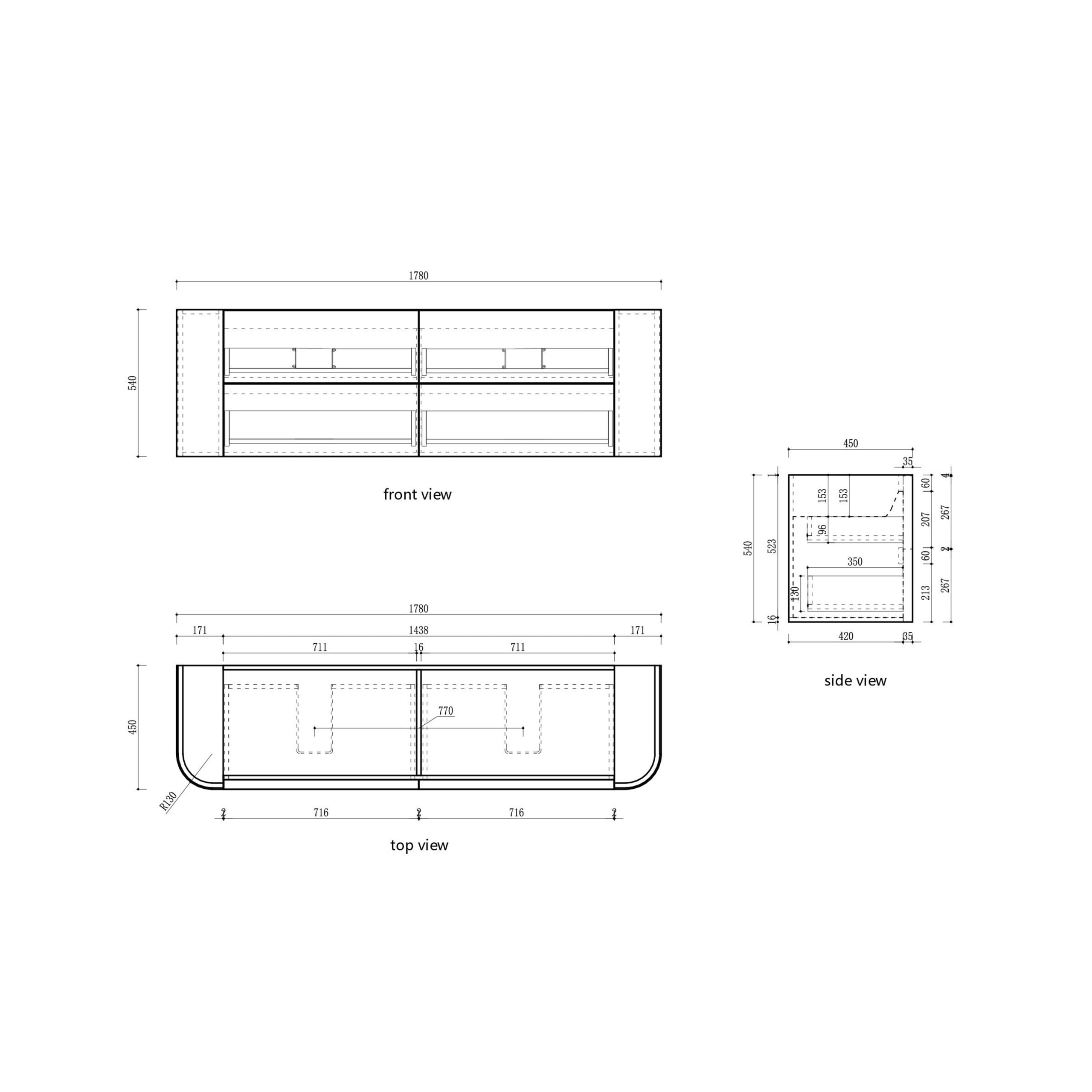 Ramee Fluted Wall Hung 1800mm Matte White Cabinet