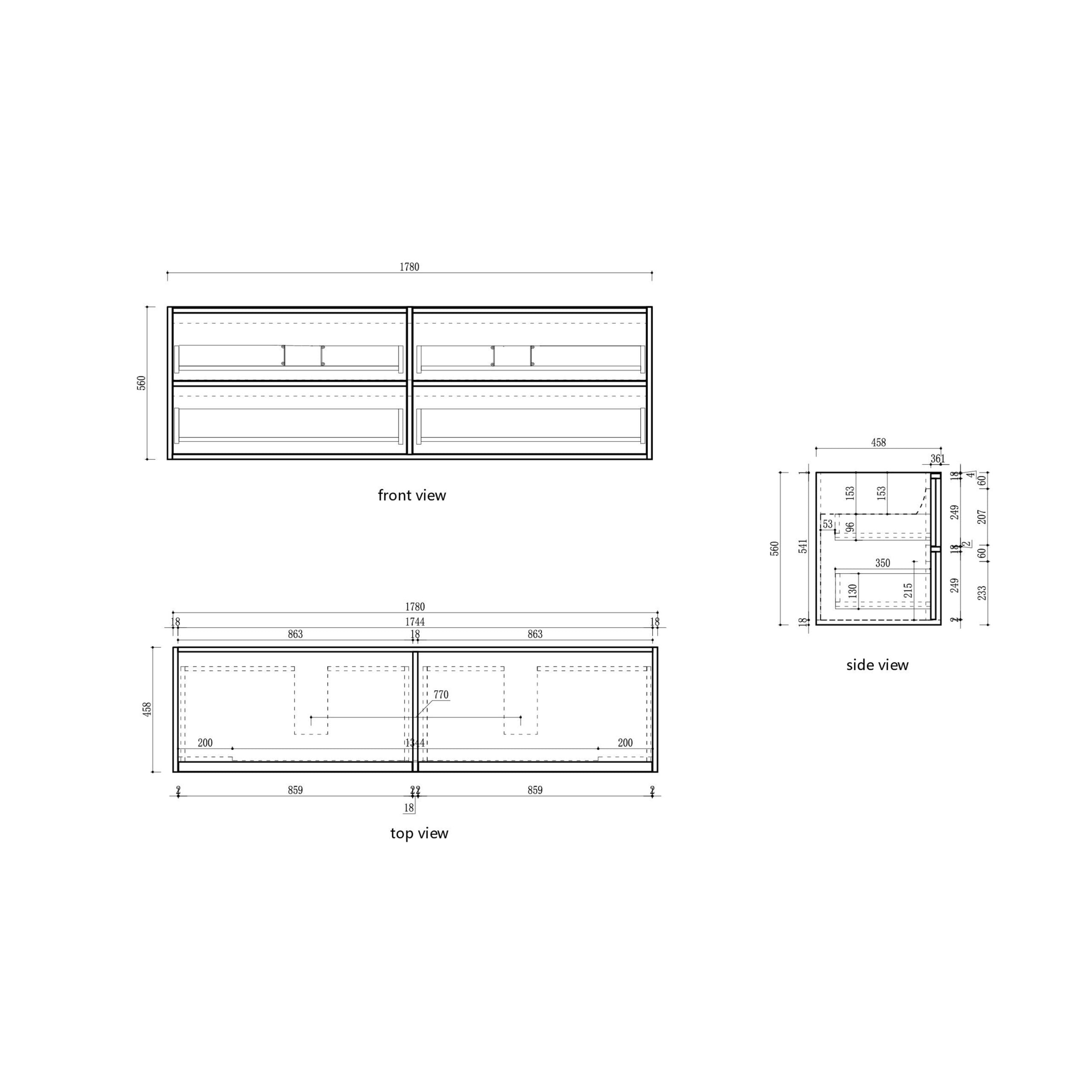 Venetta Fluted Framed Wall Hung 1800mm Harvest Oak Cabinet