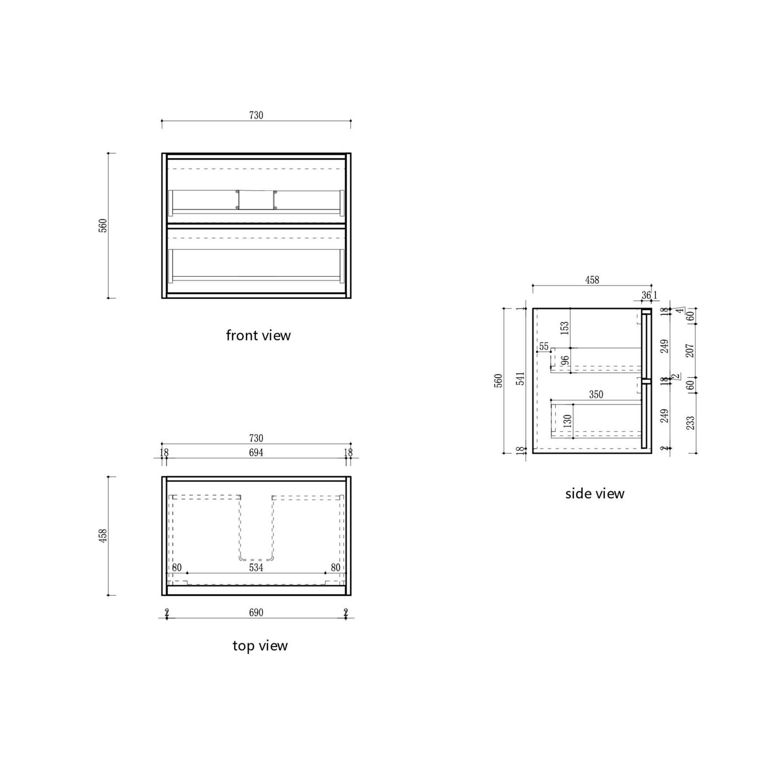 Venetta Fluted Framed Wall Hung 750mm Harvest Oak Cabinet