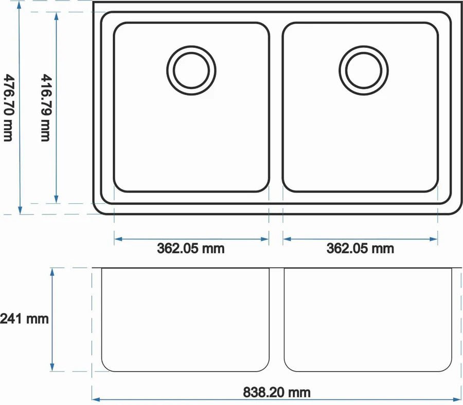 Kitchen Sink Granite Stone Under Mount Double Bowls OX8347.KS