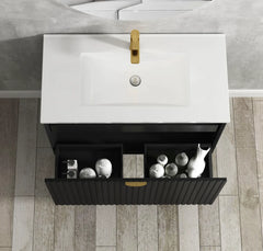 MARLO 900MM MATTE BLACK WALL HUNG VANITY