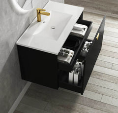 MARLO 900MM MATTE BLACK WALL HUNG VANITY
