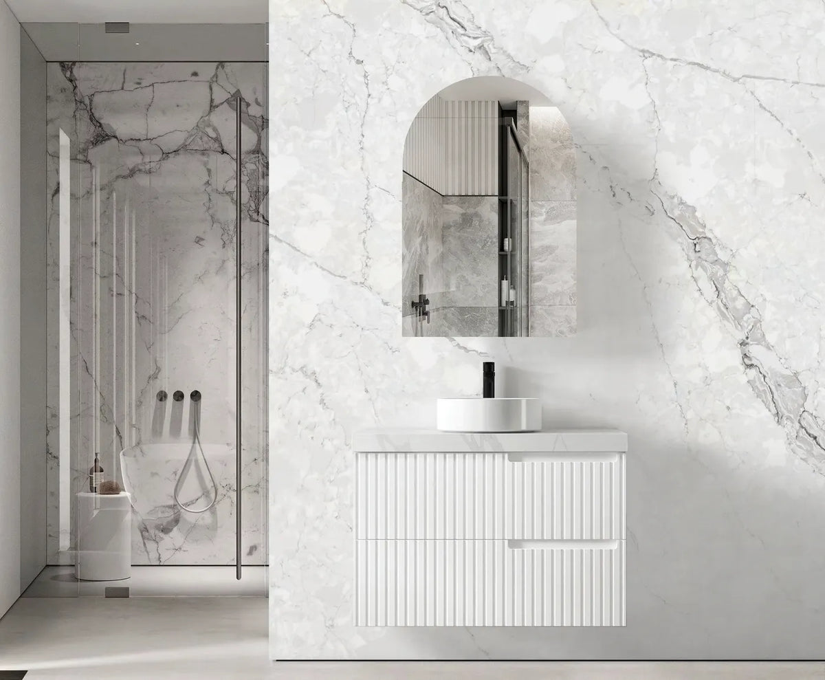 NOOSA 900MM SATIN WHITE WALL HUNG VANITY