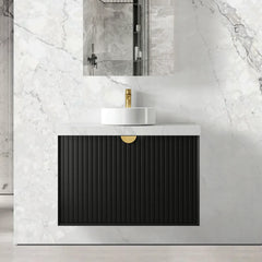 MARLO 900MM MATTE BLACK WALL HUNG VANITY