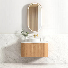 BONDI 900MM WOODLAND OAK FLUTED CURVE VANITY
