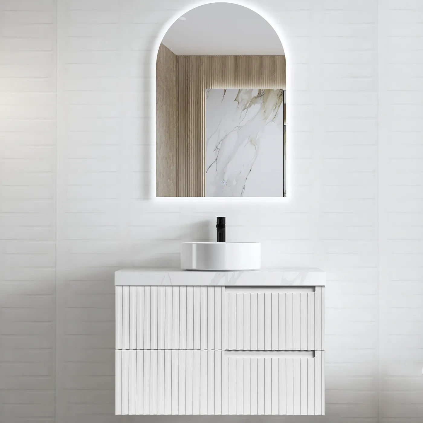 NOOSA 900MM SATIN WHITE WALL HUNG VANITY