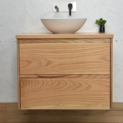 Amazon 900 Wall Hung American Oak natural Timber Bathroom Vanity
