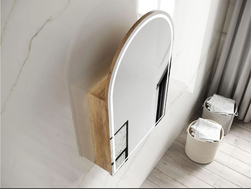 LED Archie 900x600 Natural Oak Shaving Cabinet
