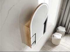 LED Archie 900x600 Natural Oak Shaving Cabinet
