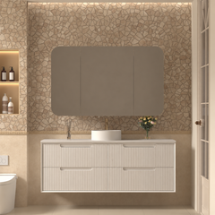 Austin Wall Hung 1500mm Fluted Style Bathroom Vanity - Single Basin