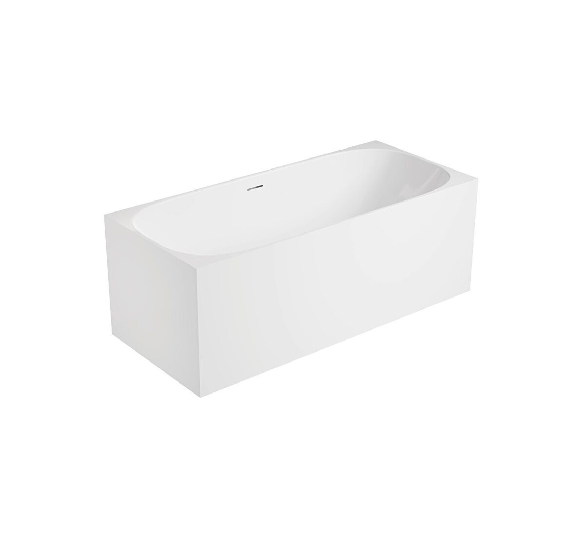 STUDIO SQUARE FREESTANDING Back to Wall Bath 1500mm White Acrylic
