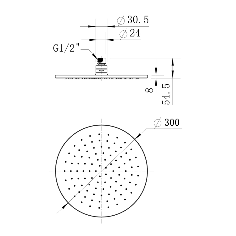Round Shower Head 300mm