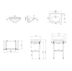 Claremont 58 x 45 English Basin Stand