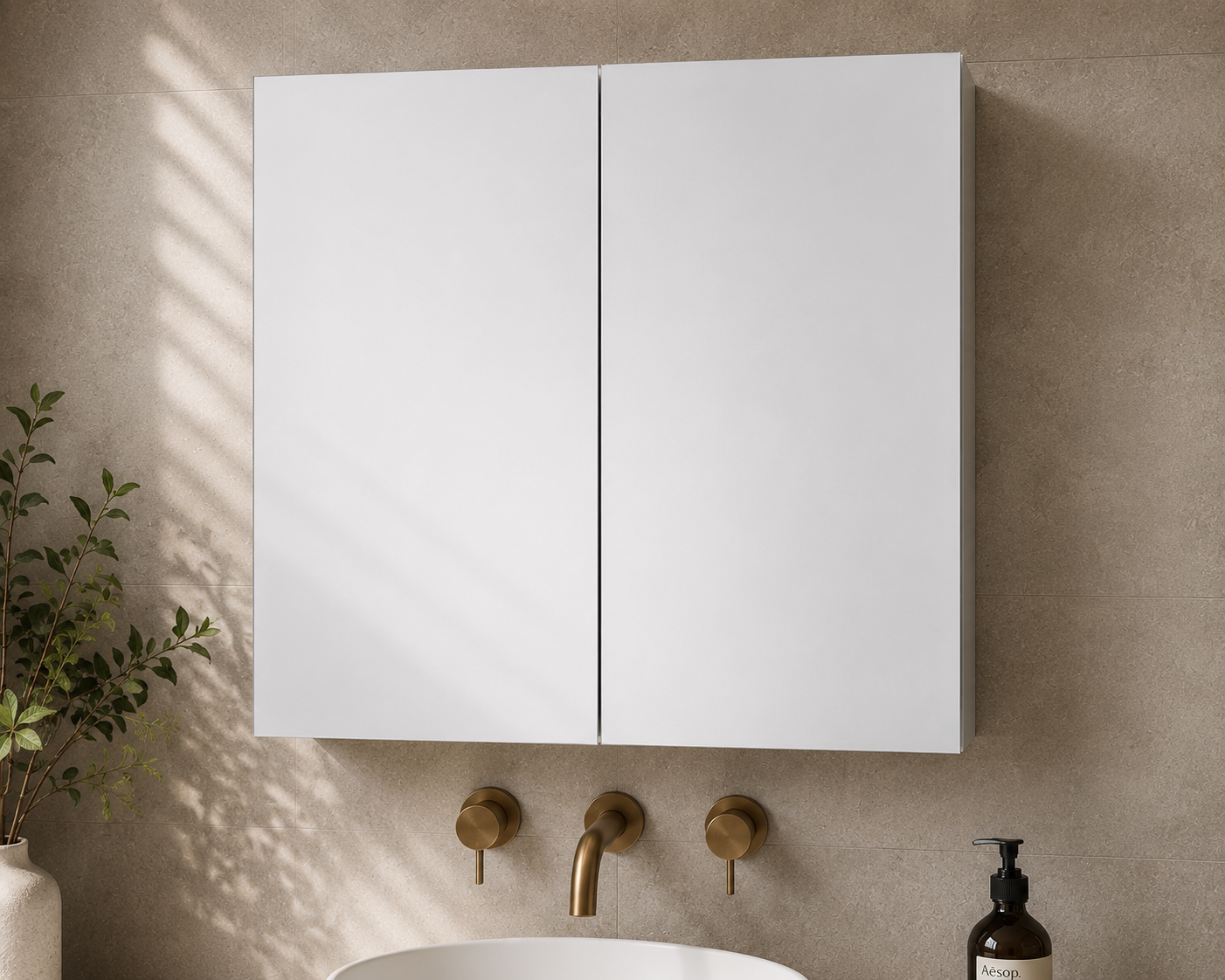 600mm - 1200mm Bella Mirrored Shaving Cabinet White