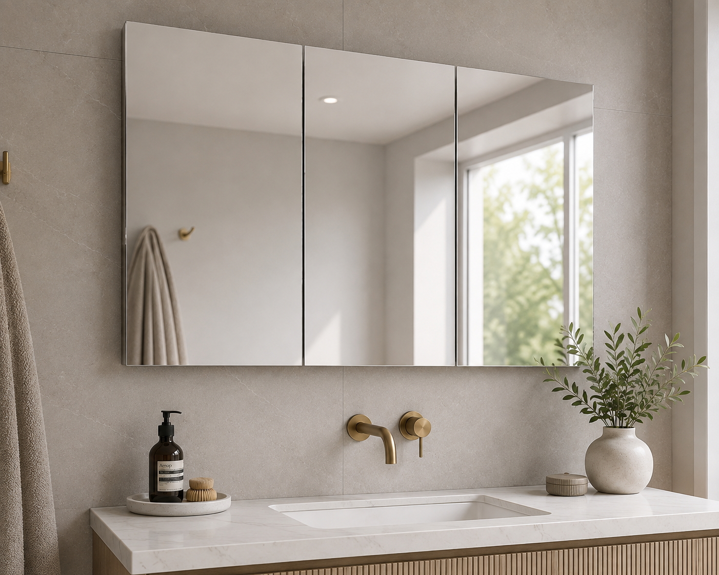 600mm - 1200mm Bella Mirrored Shaving Cabinet White