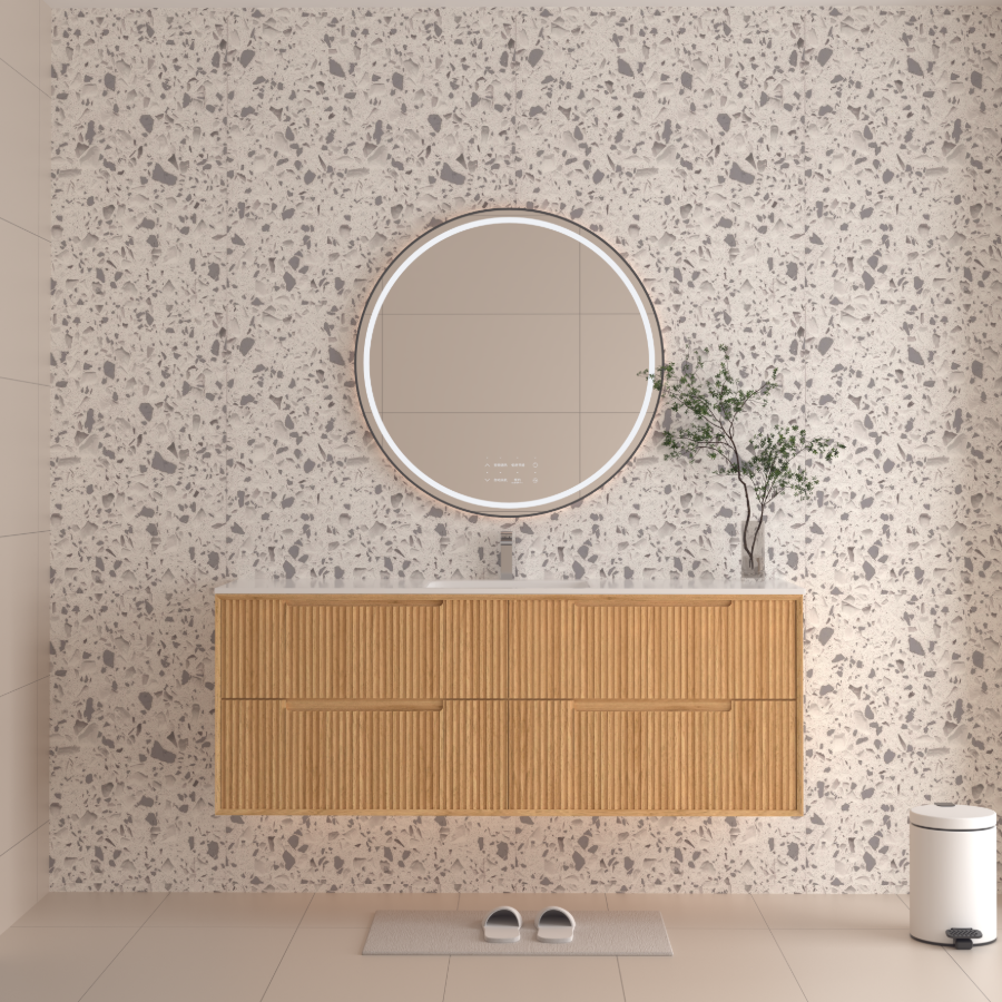 Berlin Wall Hung 1500mm Single Basin Timber Fluted Vanity