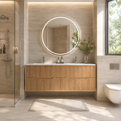 Berlin Wall Hung 1500mm Double Basin Timber Fluted Vanity