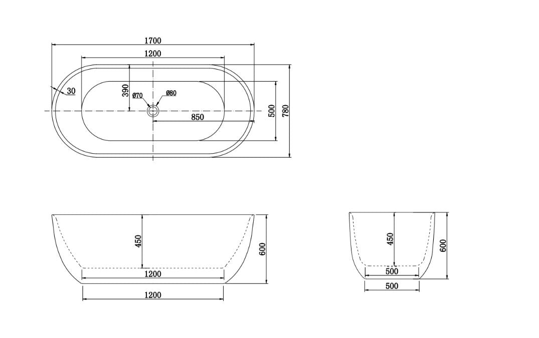 Berri Freestanding Bath - Gloss/Matte White