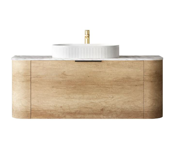 Bondi Natural Oak Wall Hung Curve Vanity - Cabinet Only
