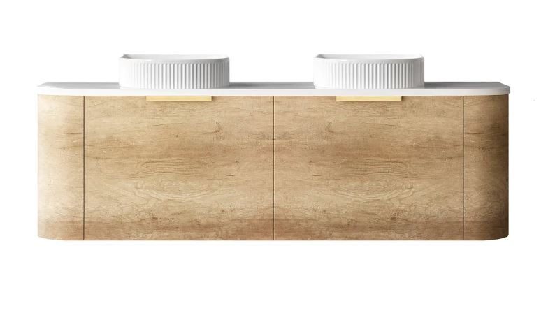 Bondi Natural Oak Wall Hung Curve Vanity - Cabinet Only