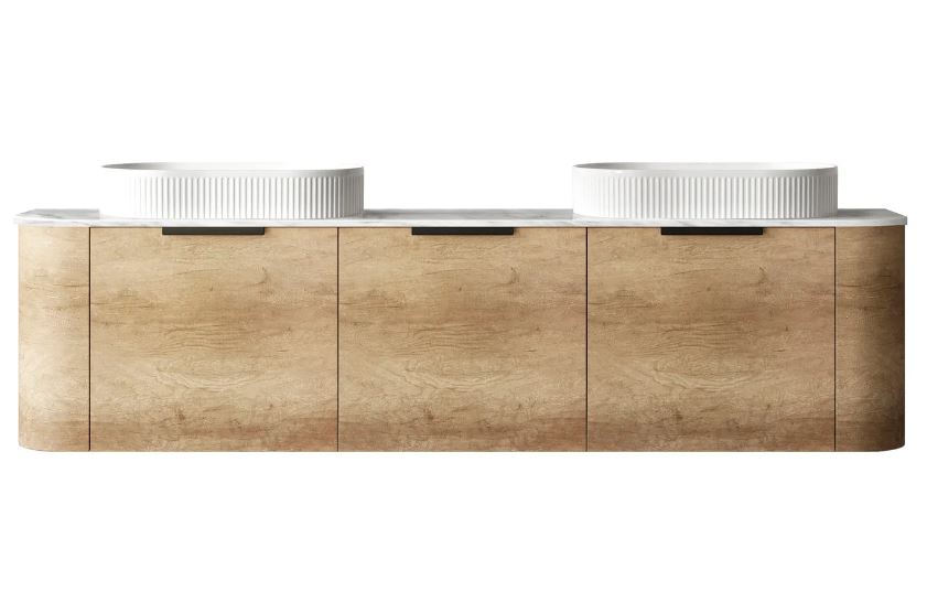 Bondi Natural Oak Wall Hung Curve Vanity - Cabinet Only