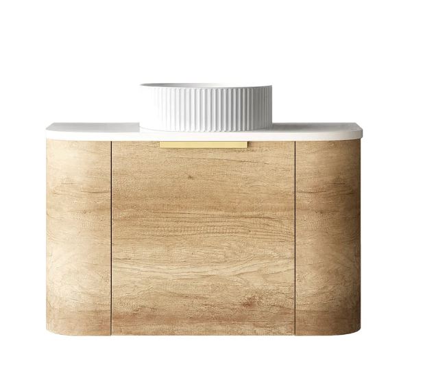 Bondi Natural Oak Wall Hung Curve Vanity - Cabinet Only