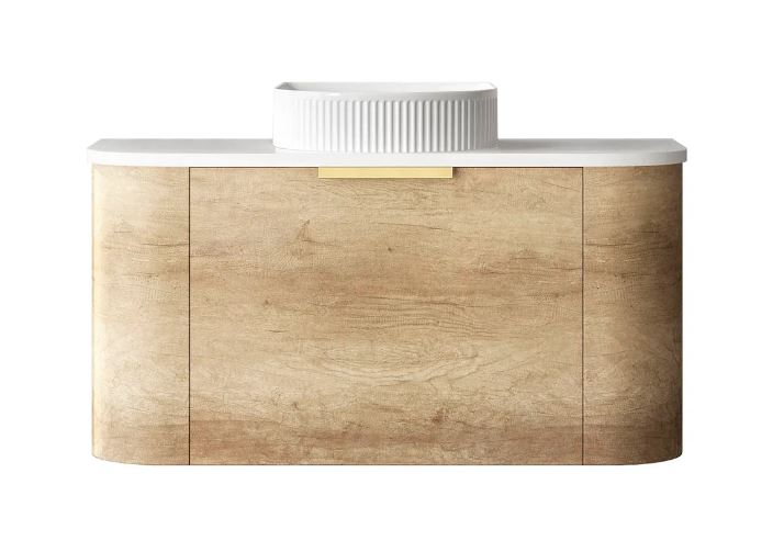 Bondi Natural Oak Wall Hung Curve Vanity - Cabinet Only