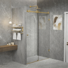 10mm Frameless Shower Screen with Sliding Door - Brushed Gold