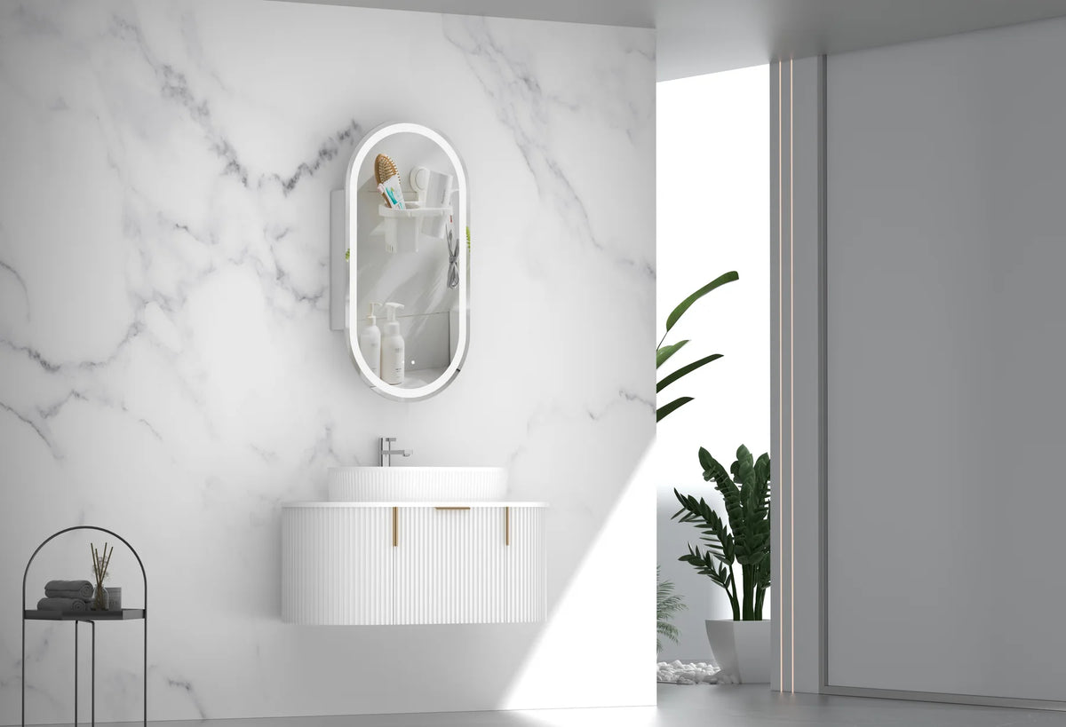 CARYSIL 900mm Fluted Wall Hung Vanity - White