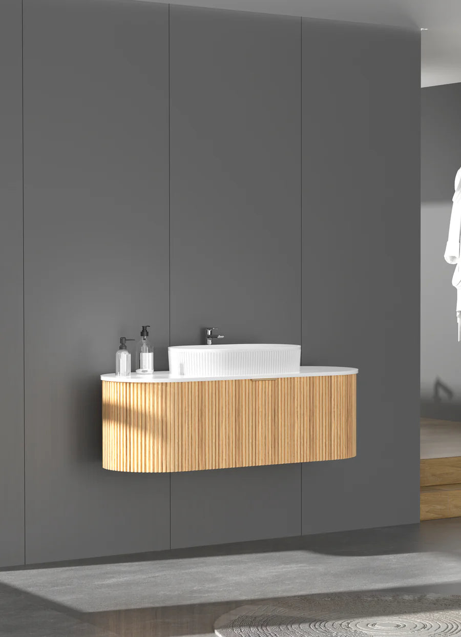 CARYSIL 1200mm Fluted Wall Hung Vanity - Walnut