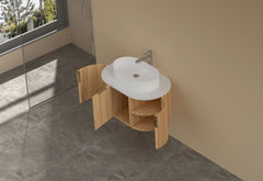 CARYSIL 750mm Fluted Wall Hung Vanity - Walnut