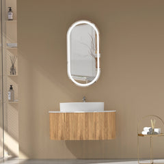 CARYSIL 900mm Fluted Wall Hung Vanity - Walnut