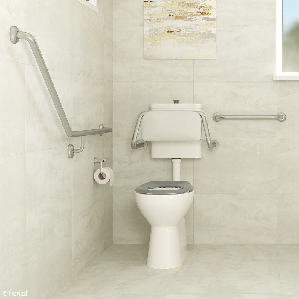 Stella Care Adjustable Link Toilet Suite, Gloss White with Blue Seat