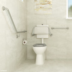 Stella Care Adjustable Link Toilet Suite, Gloss White with Blue Seat